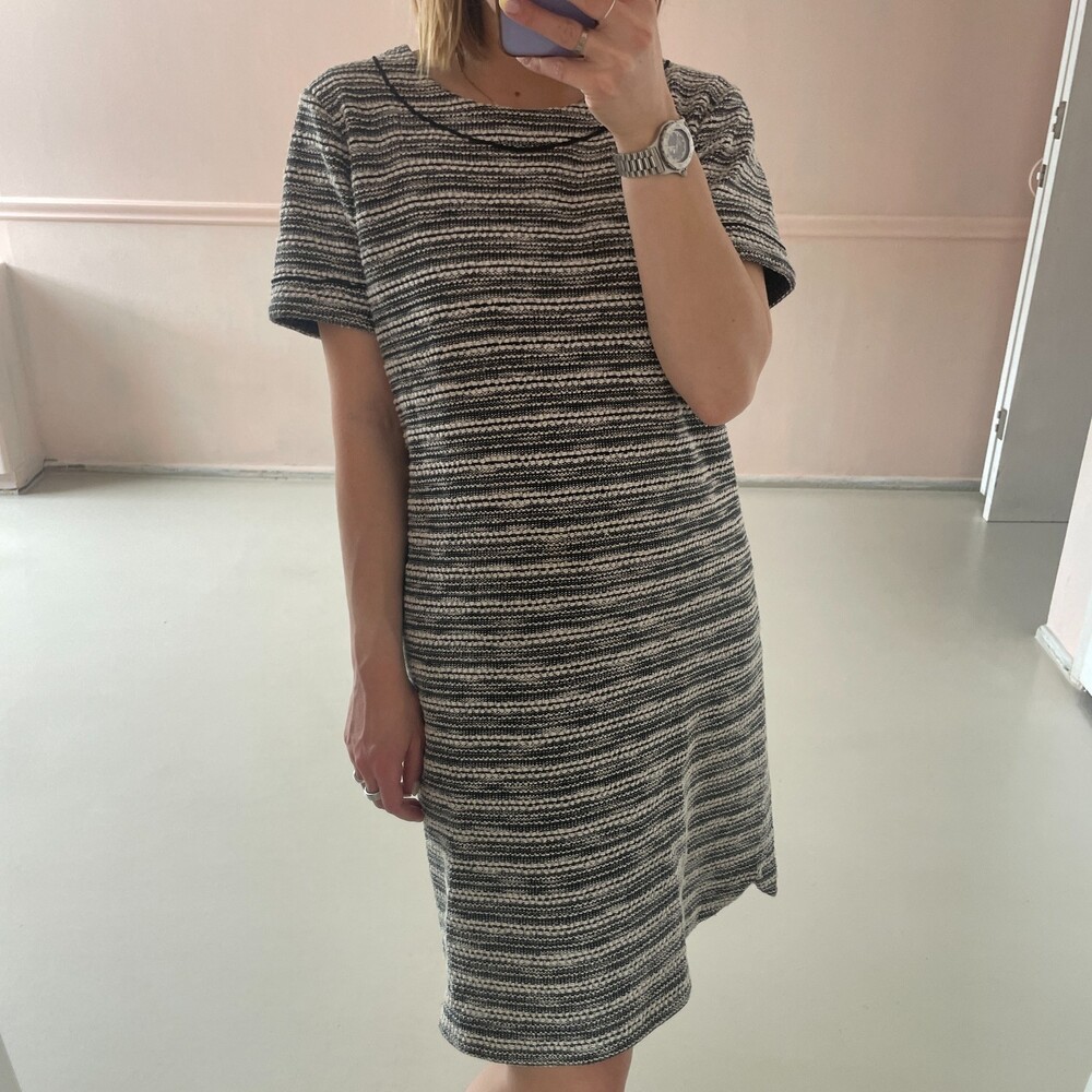 W by Worth Striped Shirt Mini Dress Black Gray 10